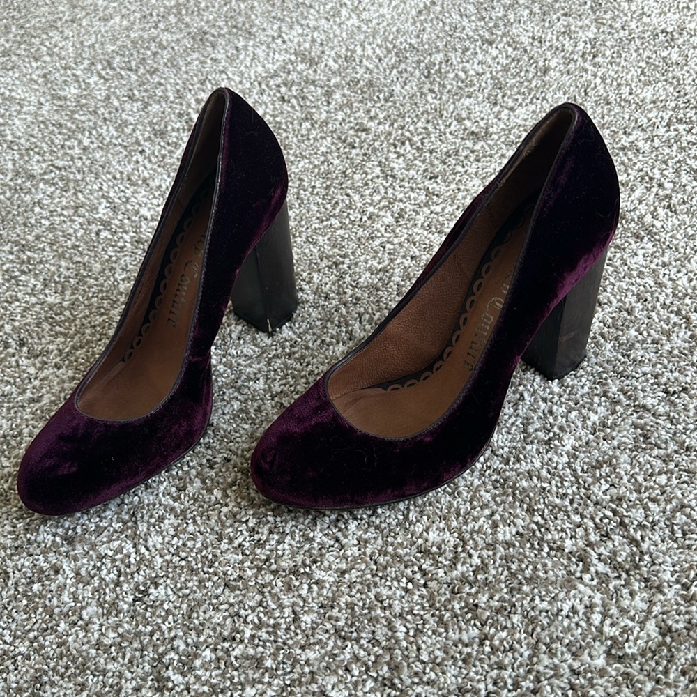 Burgundy velvet heels